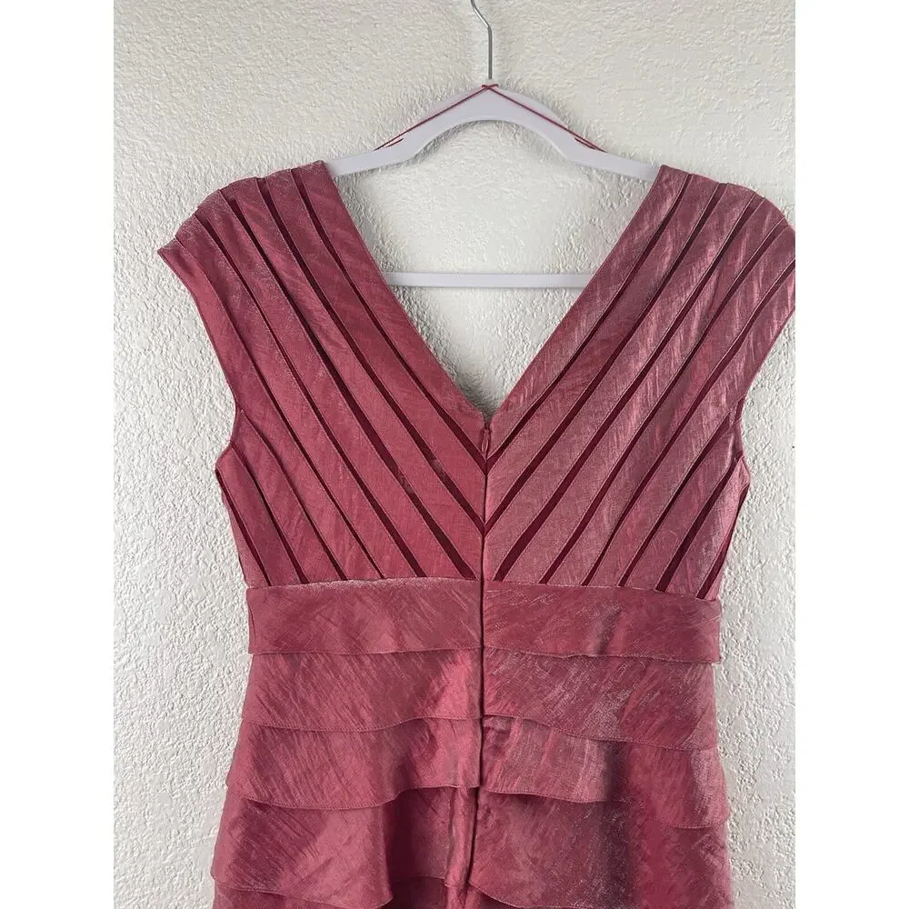 ADRIANNA PAPELL Women's 4 Shutter Pleated Tiered Dress‎ RED Cocktail Party